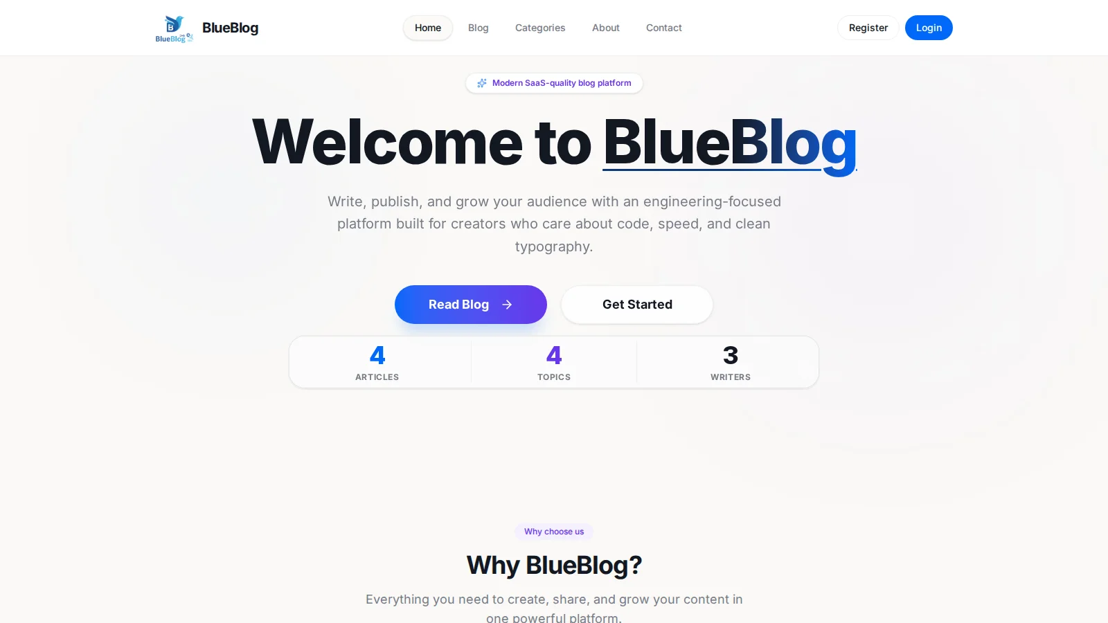BlueBlog project preview